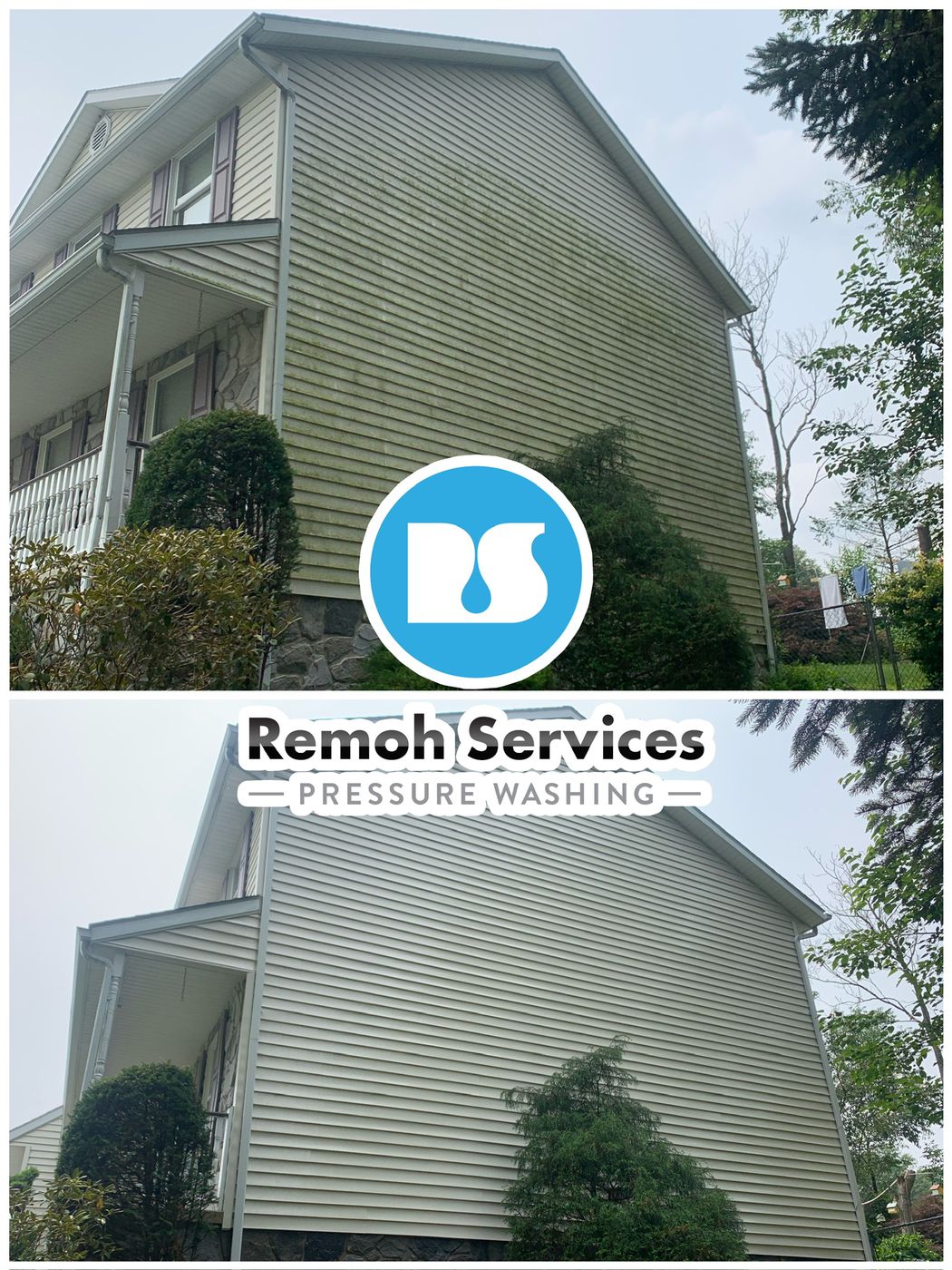 Before and after: house wash, vinyl siding
