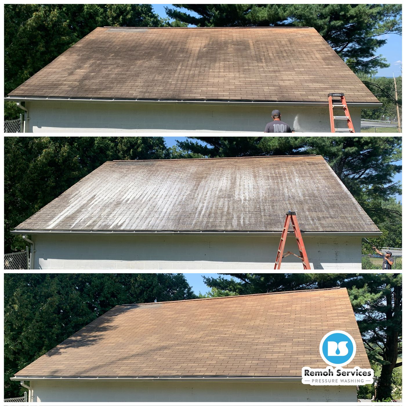 Before and after: soft wash roof cleaning