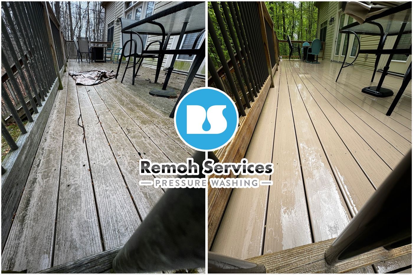 Before and after: wood deck cleaning