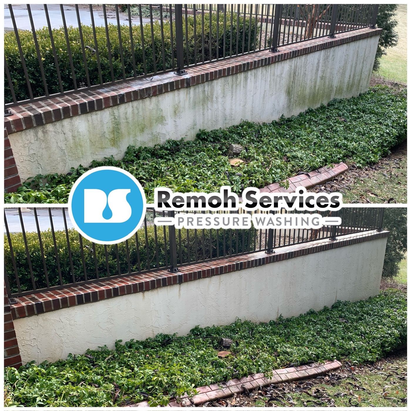 Before and after: wall and fence base cleaning