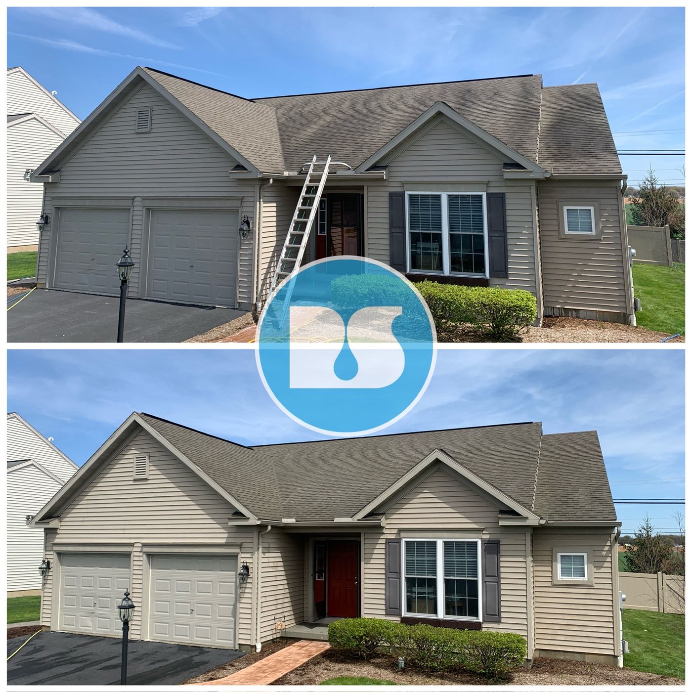 Before and after: house wash and roof