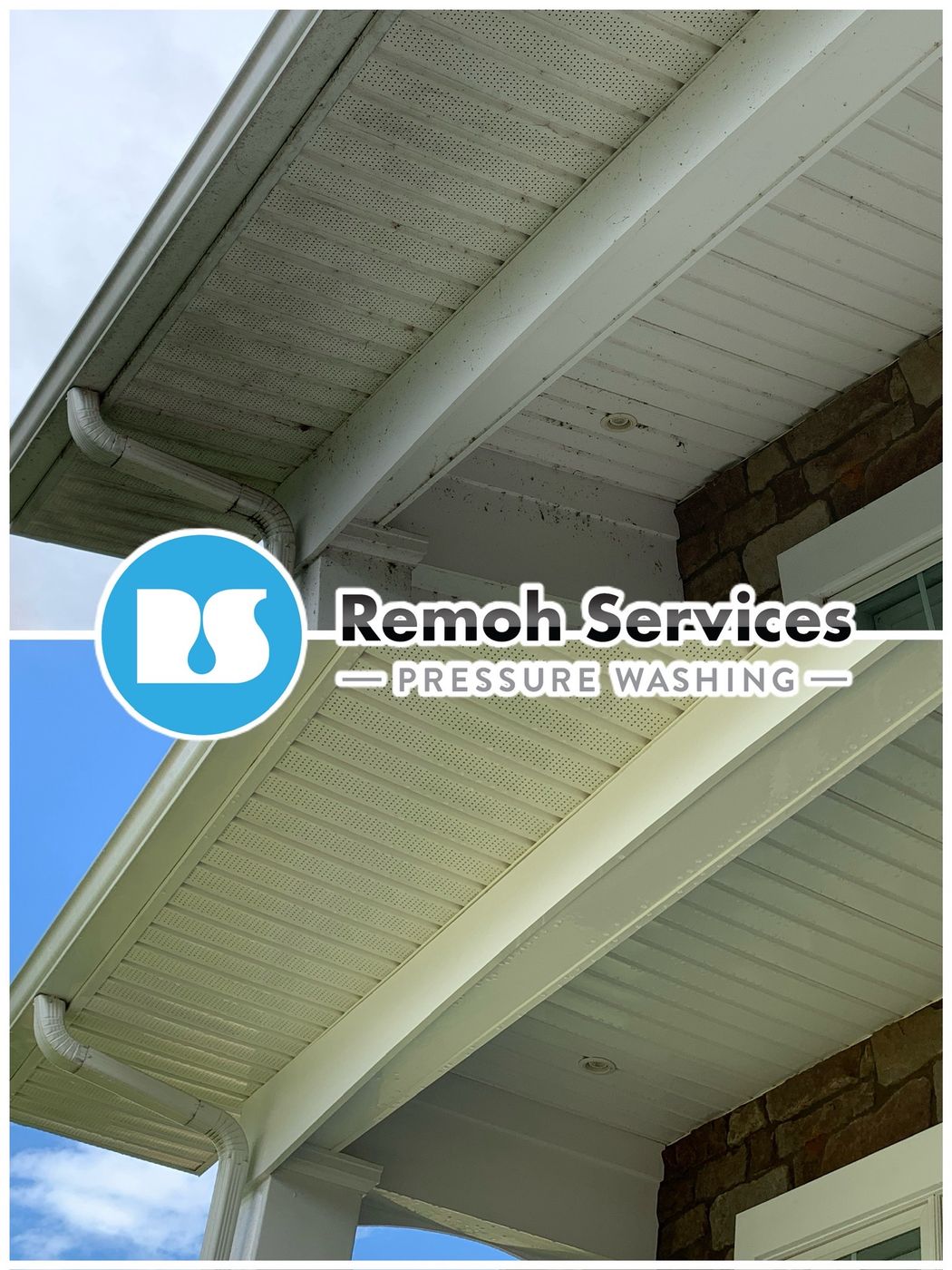 Before and after: soffit and gutter brightening
