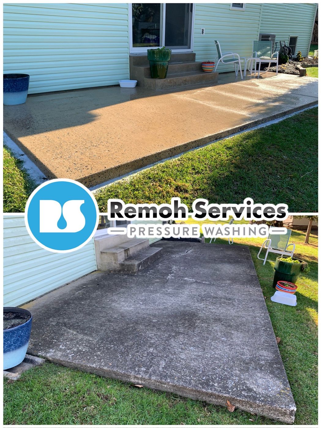 Before and after: concrete patio cleaning