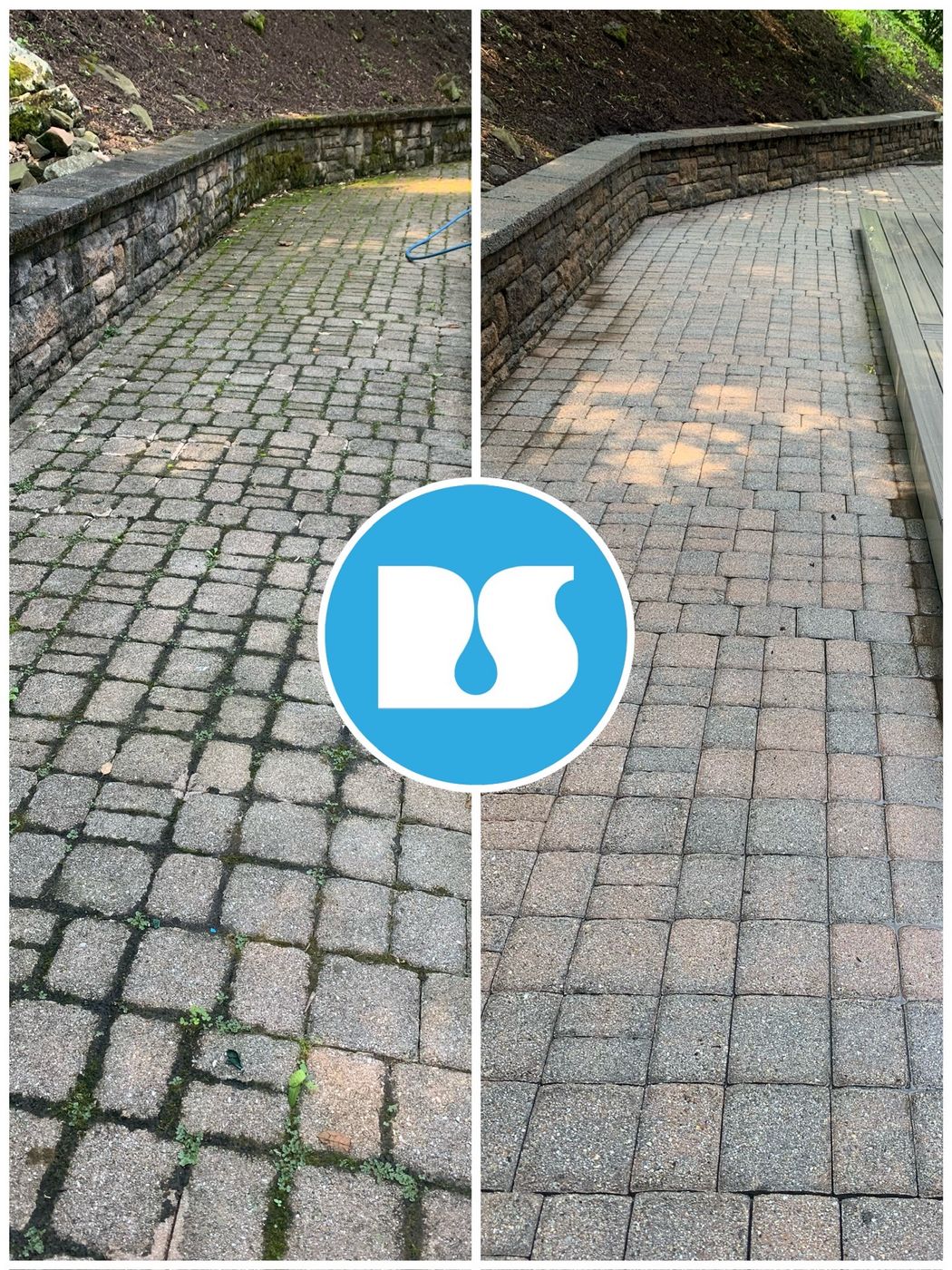 Before and after: paver walkway cleaning