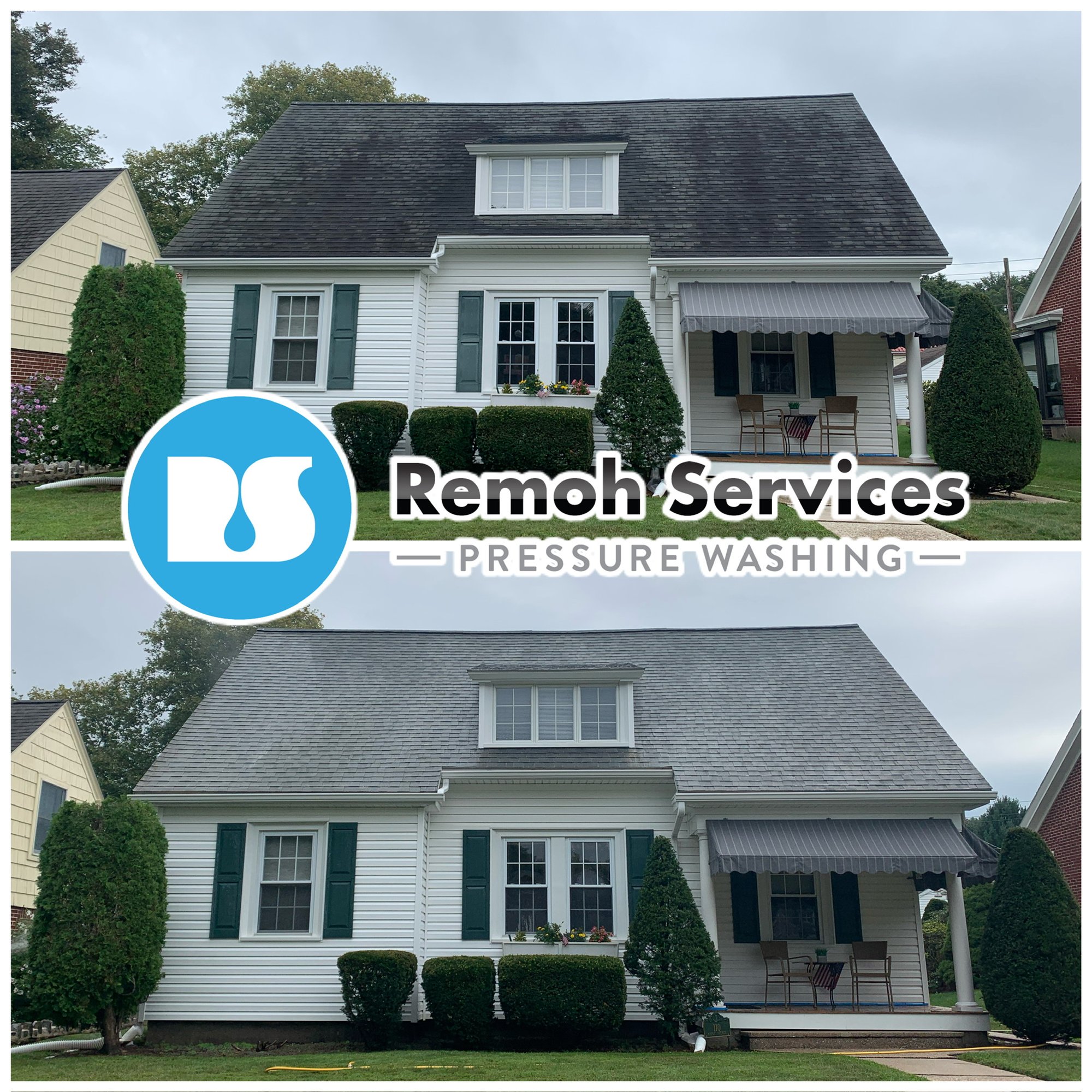 Before and after: soft wash roof cleaning, cape cod